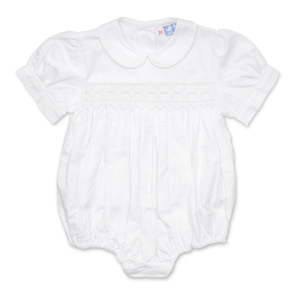 Tilly White Smocked Romper - Cou Cou Baby