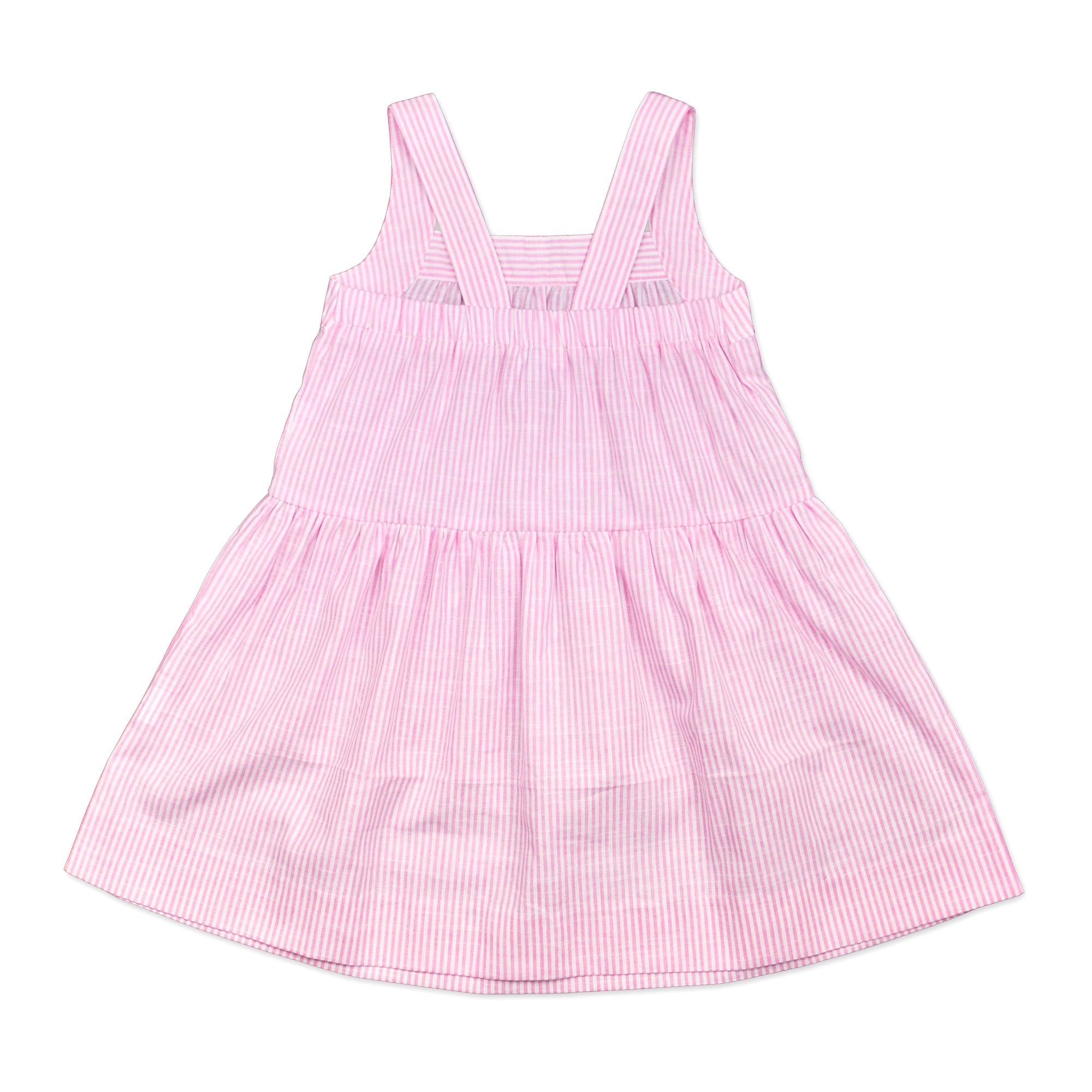 Camilla Dress In Pale Pink And White Stripe - Cou Cou Baby