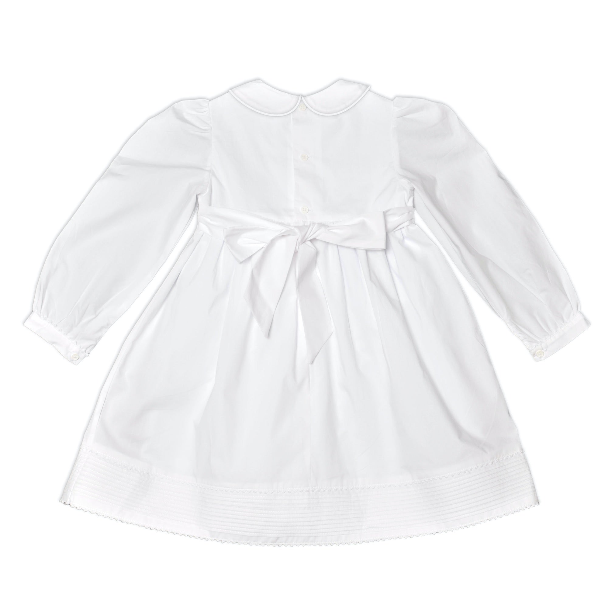 Pleated Long Sleeve Dress In White - Cou Cou Baby