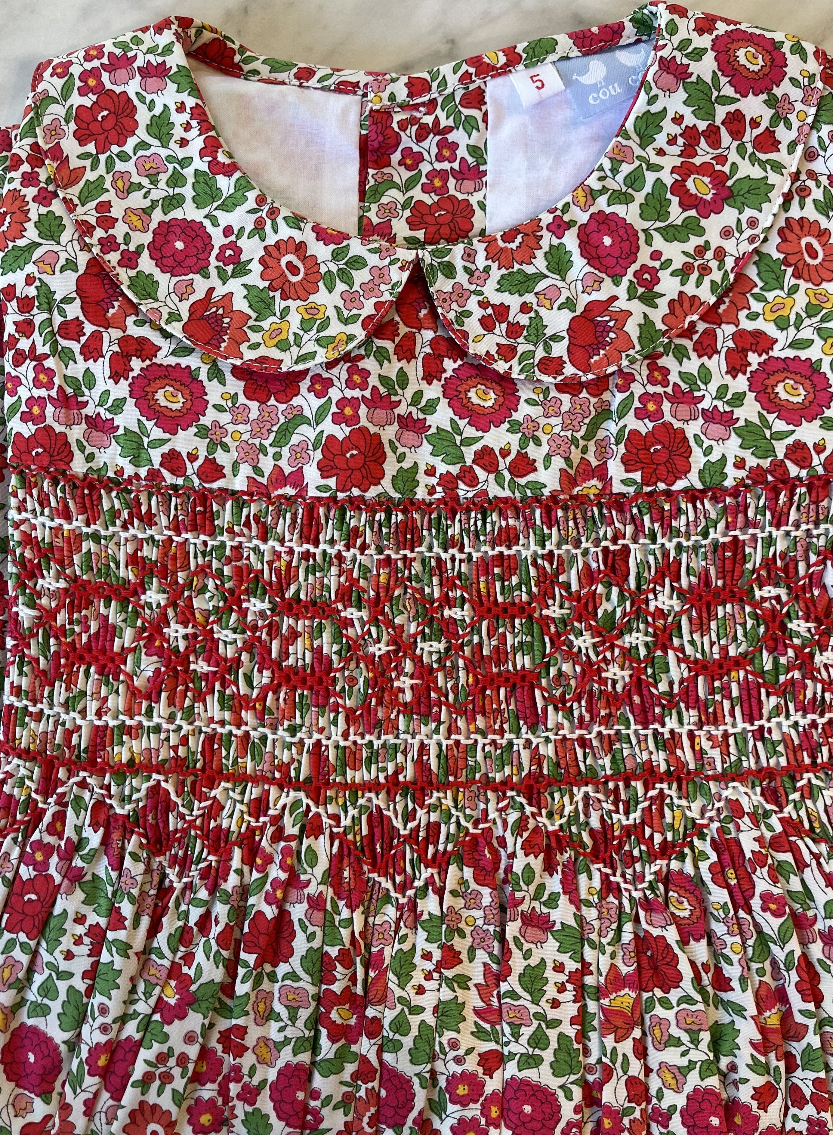 Bella Cap Sleeve Red Liberty Smock Dress - Cou Cou Baby