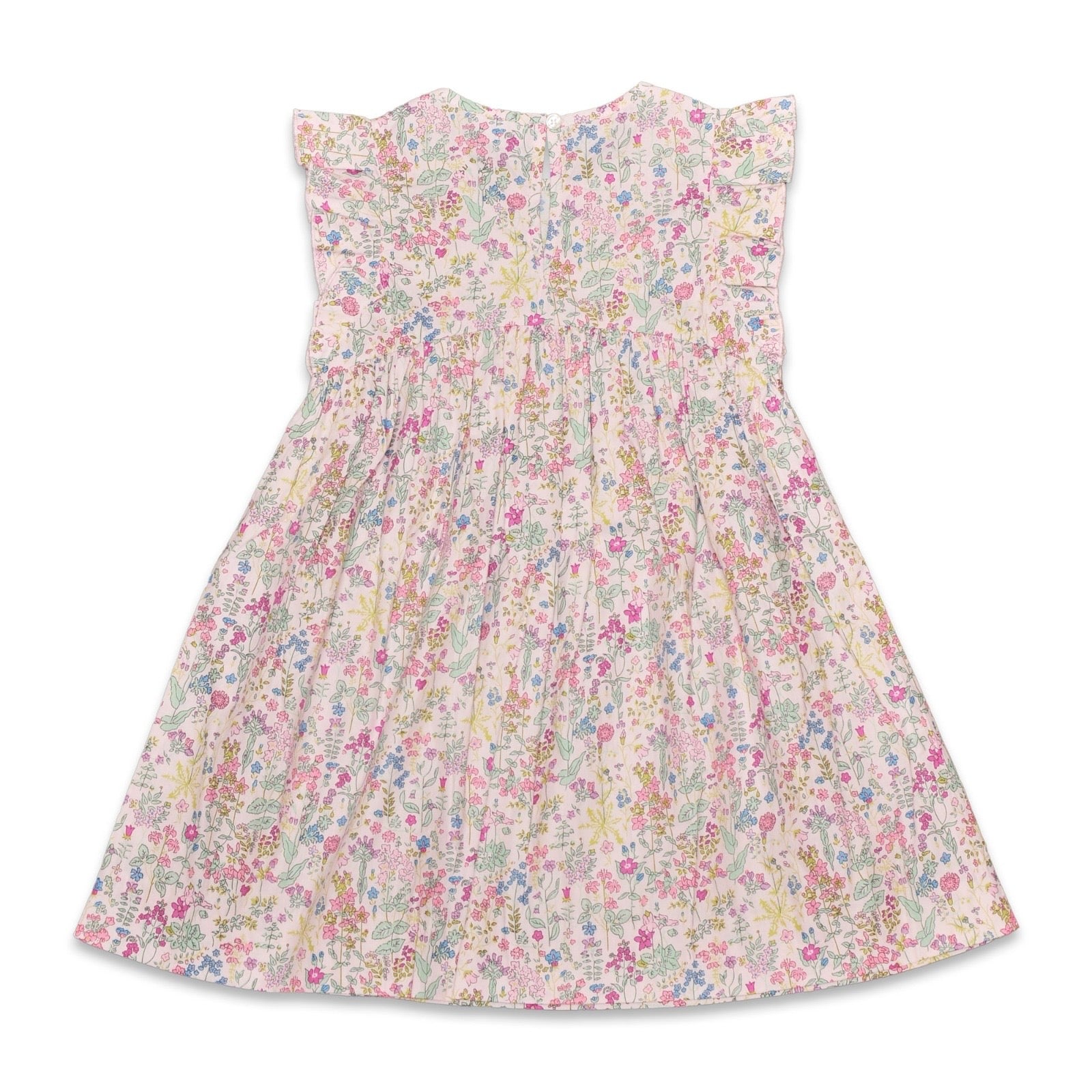 Frill Sleeve Dress In Pale Pink Floral - Cou Cou Baby