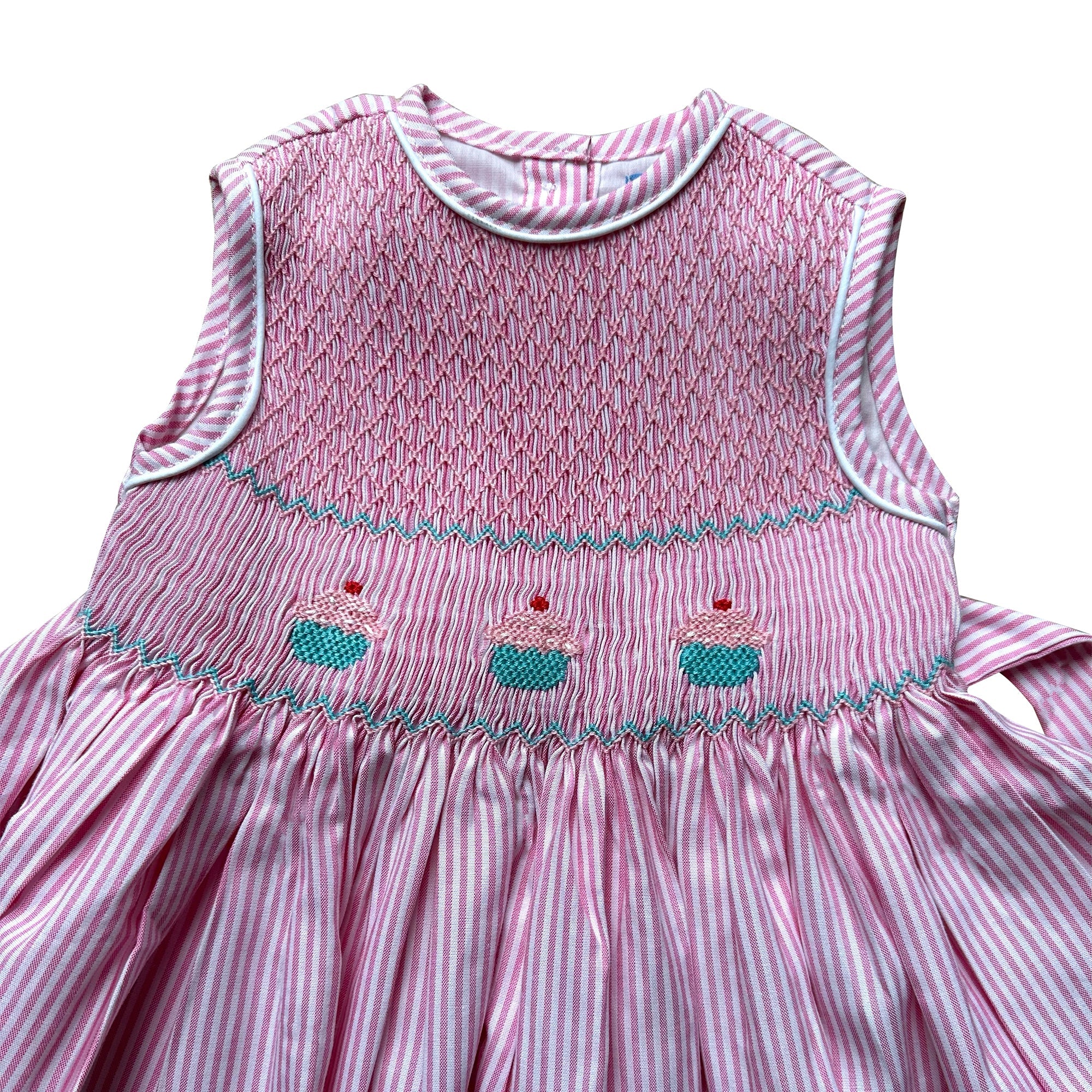 Bella Pink Pin Stripe Cupcake Smock Dress - Cou Cou Baby