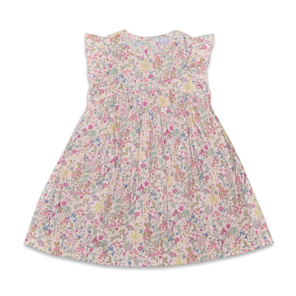 Frill Sleeve Dress In Pale Pink Floral - Cou Cou Baby