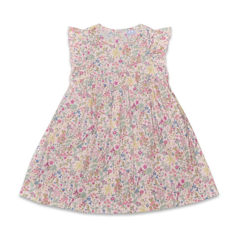 Frill Sleeve Dress In Pale Pink Floral - Cou Cou Baby