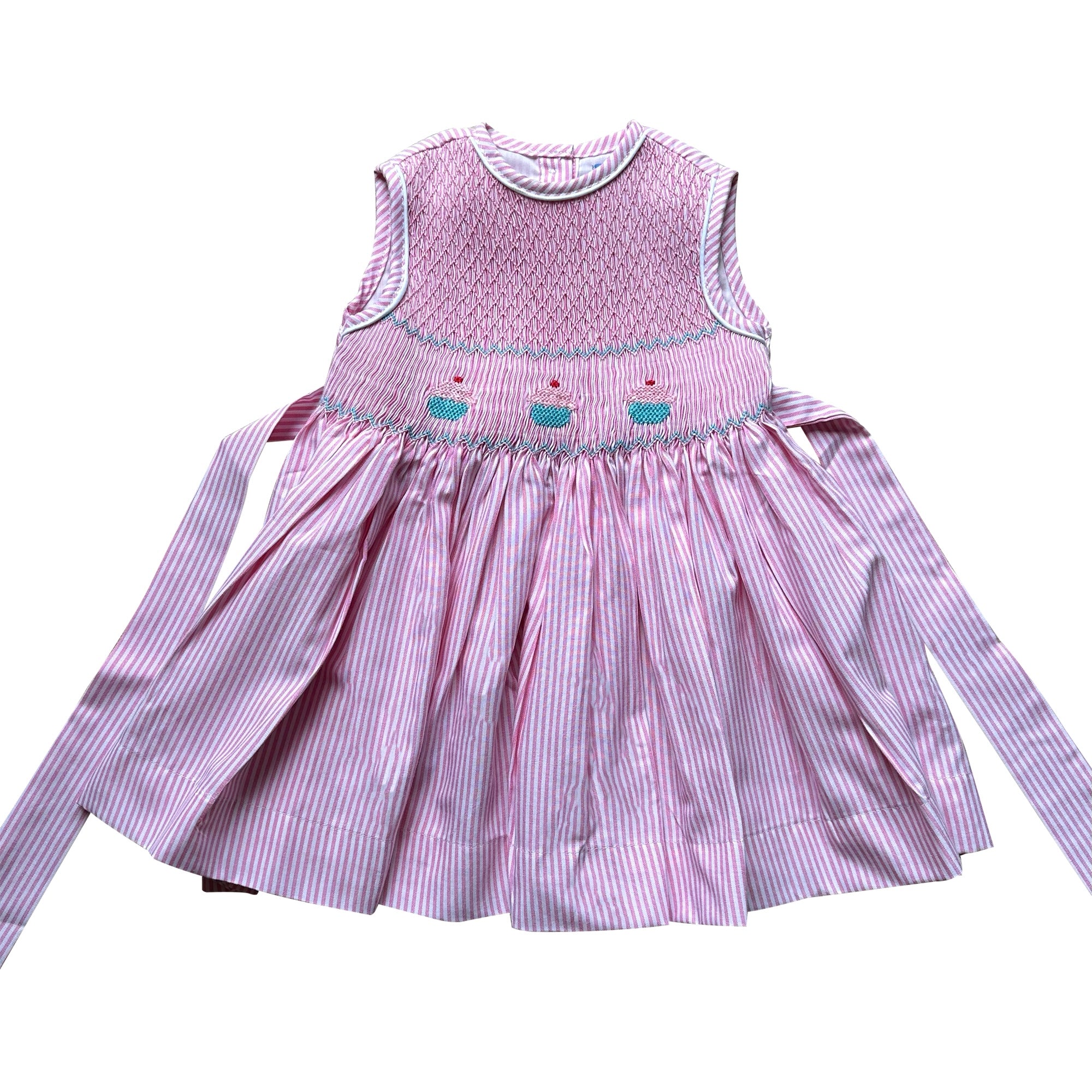 Bella Pink Pin Stripe Cupcake Smock Dress - Cou Cou Baby