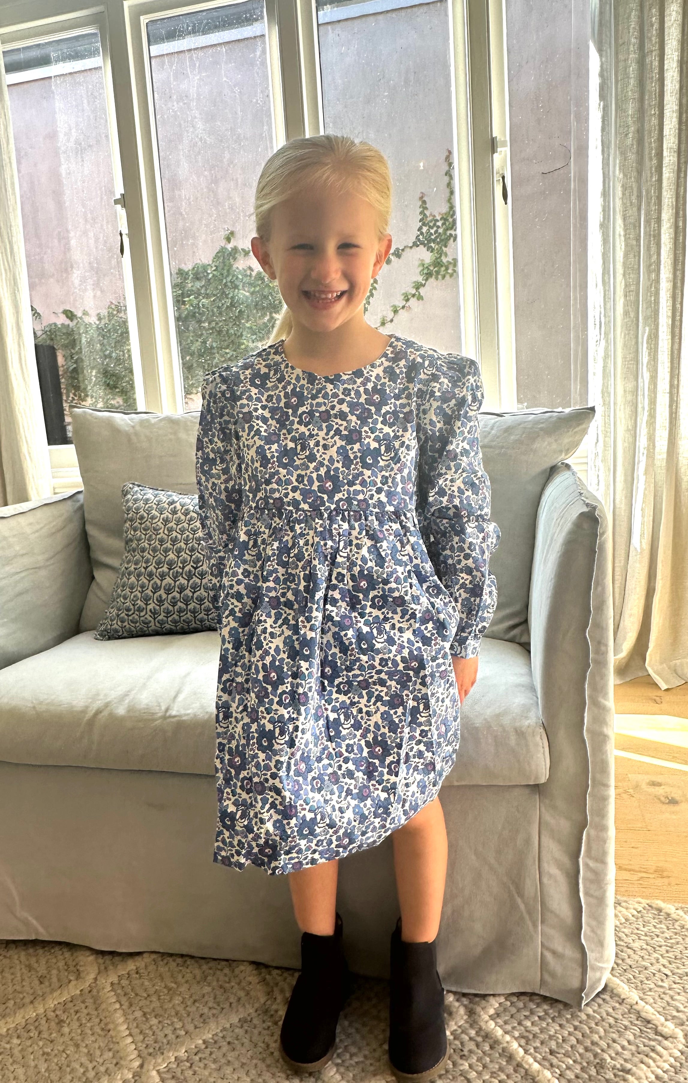 Ellie Navy And Blue Liberty Print Dress - Cou Cou Baby