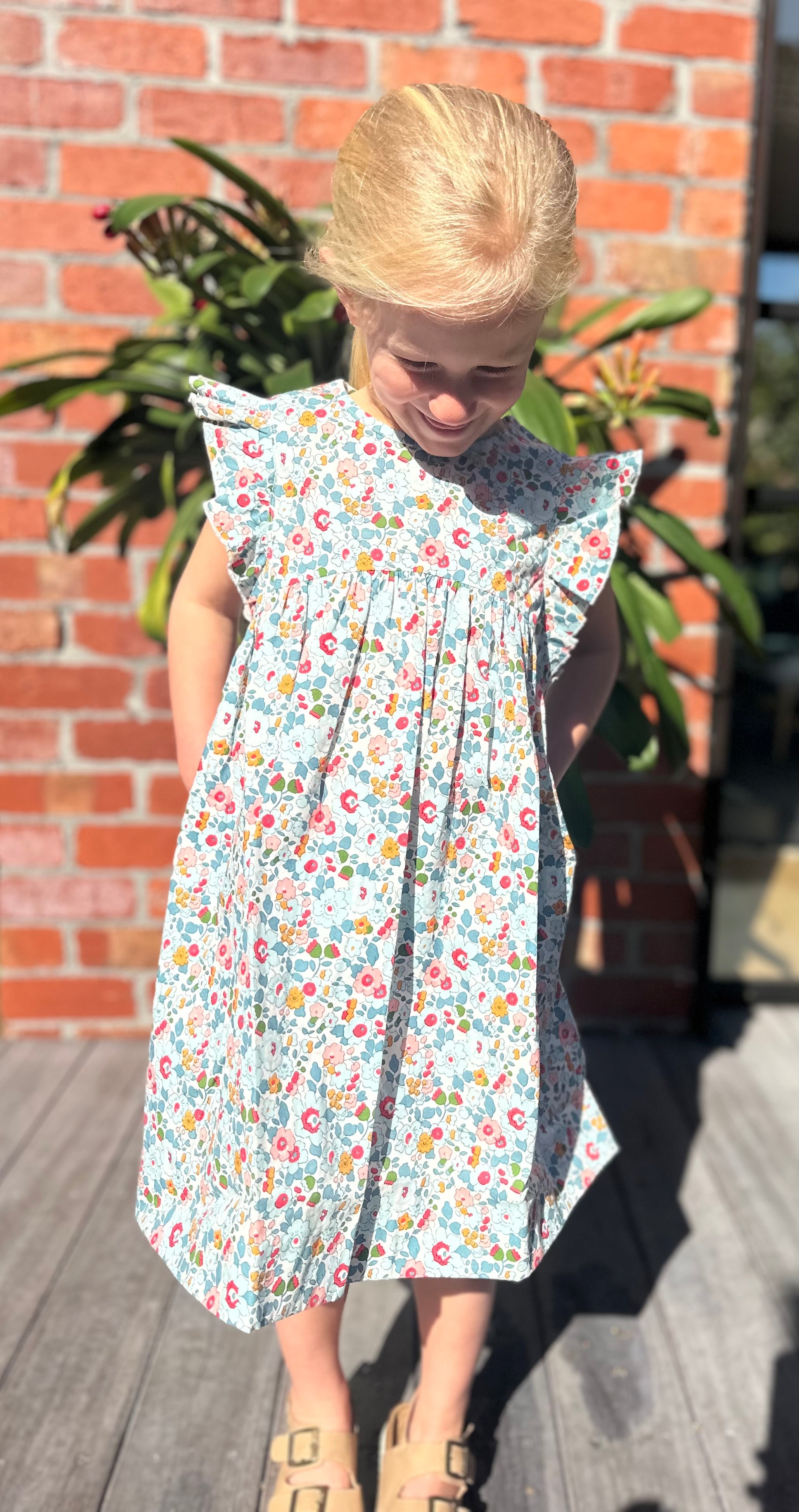 Frill Sleeve Dress In Pale Blue Liberty Print - Cou Cou Baby