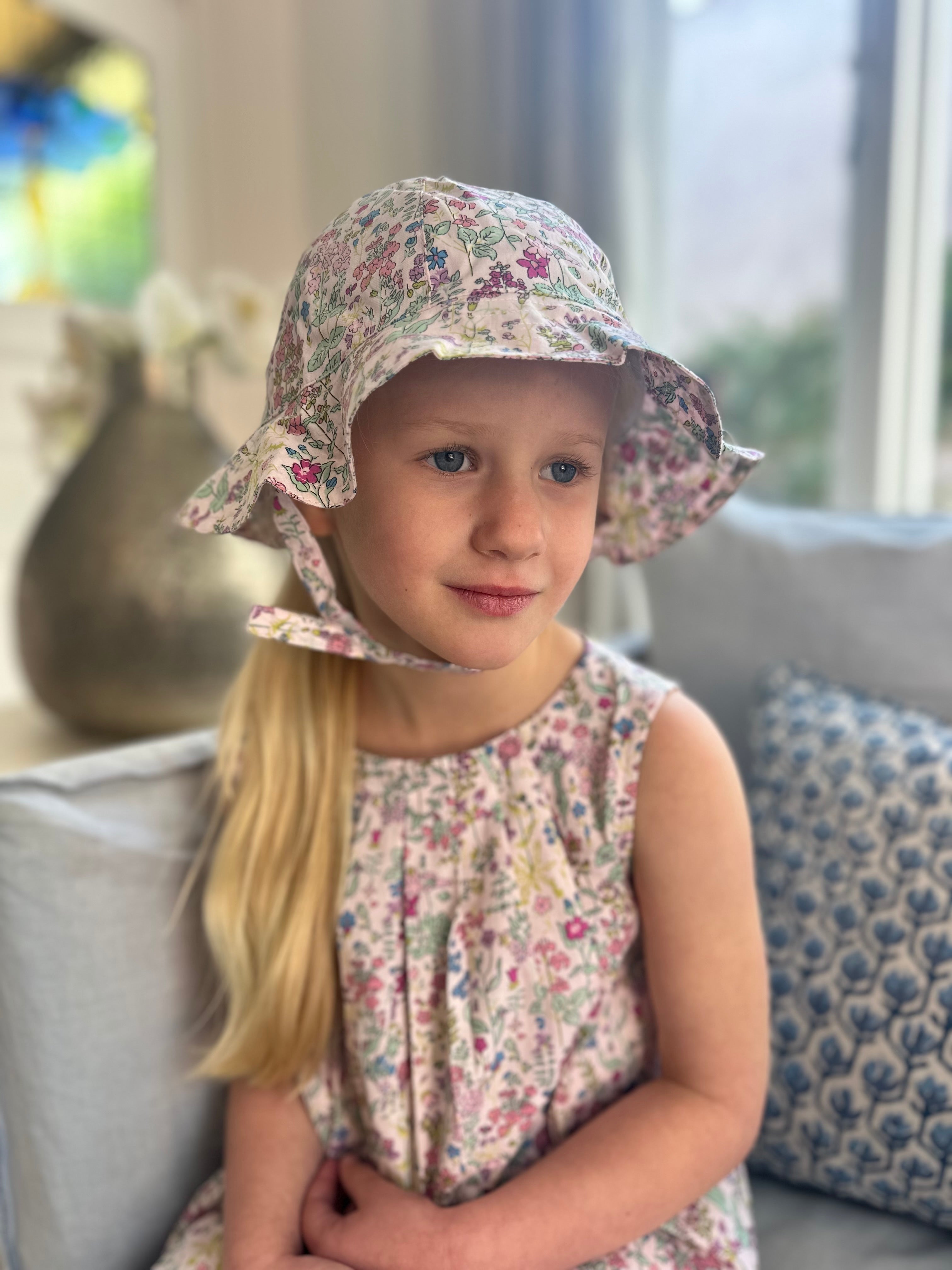 Florrie Hat In Pale Pink Floral - Cou Cou Baby