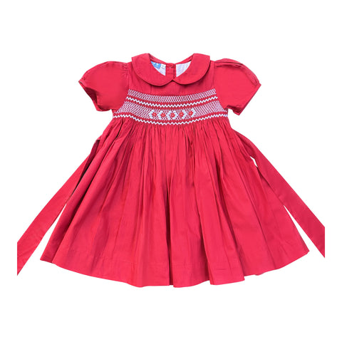 Bella Cap Sleeve Red Smock Dress - Cou Cou Baby