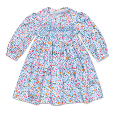 Chloe Pale Blue Liberty Print Smock Dress - Cou Cou Baby