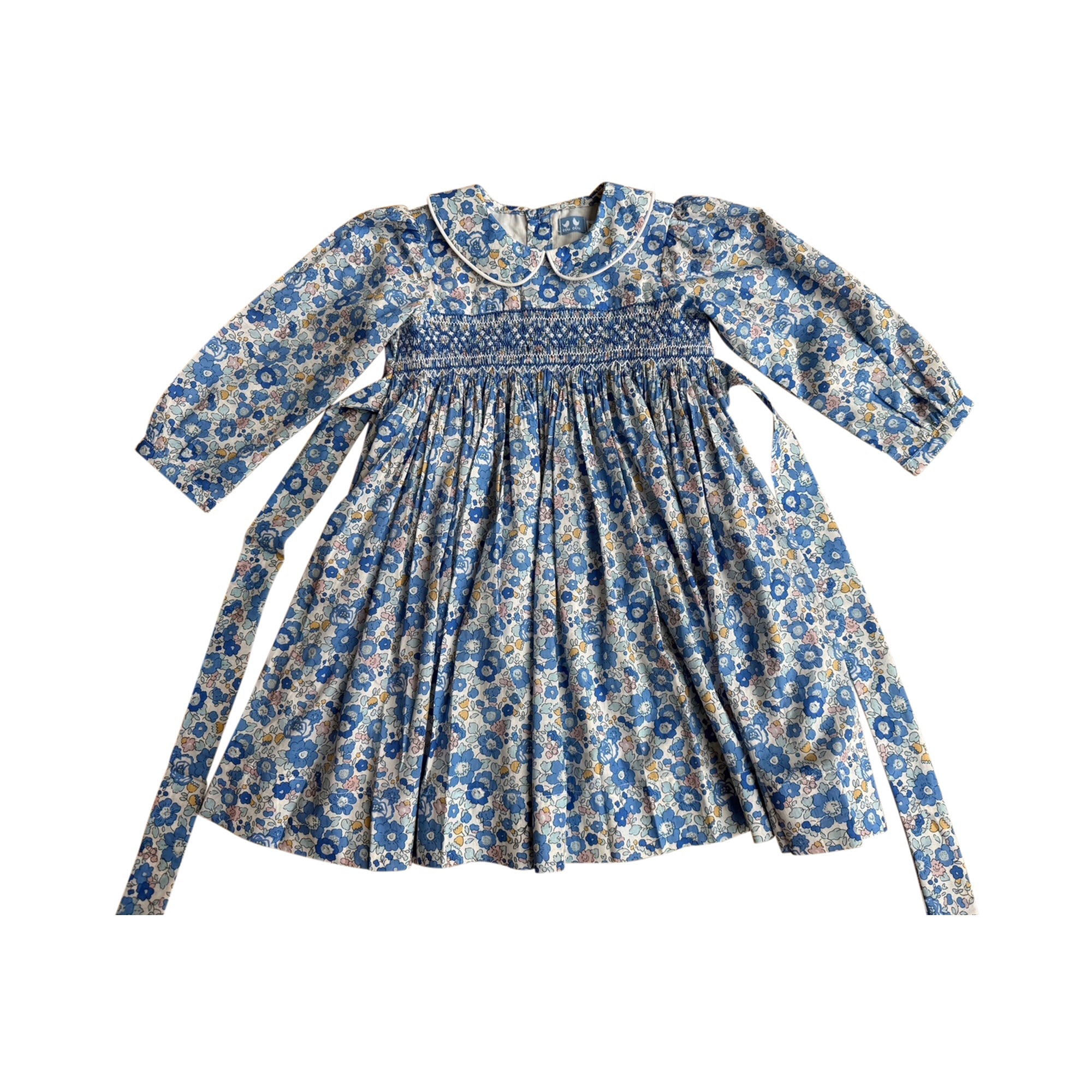 Chloe Blue Liberty Print Smock Dress - Cou Cou Baby