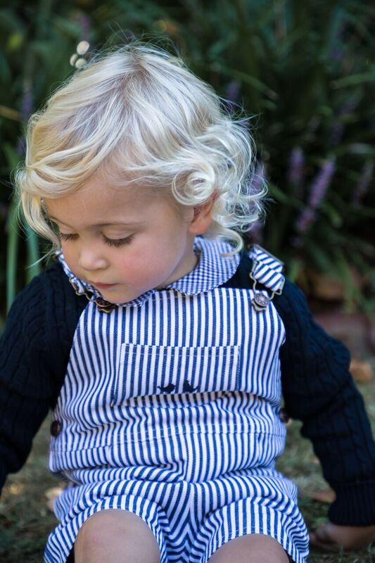 Navy And White Stripe Denim Overalls - Cou Cou Baby