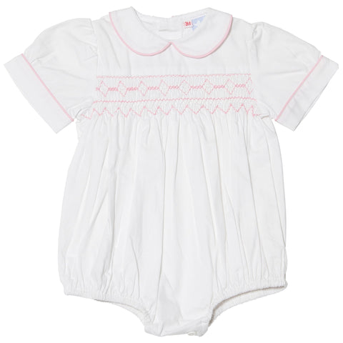 Tilly Pink Smocked Romper - Cou Cou Baby