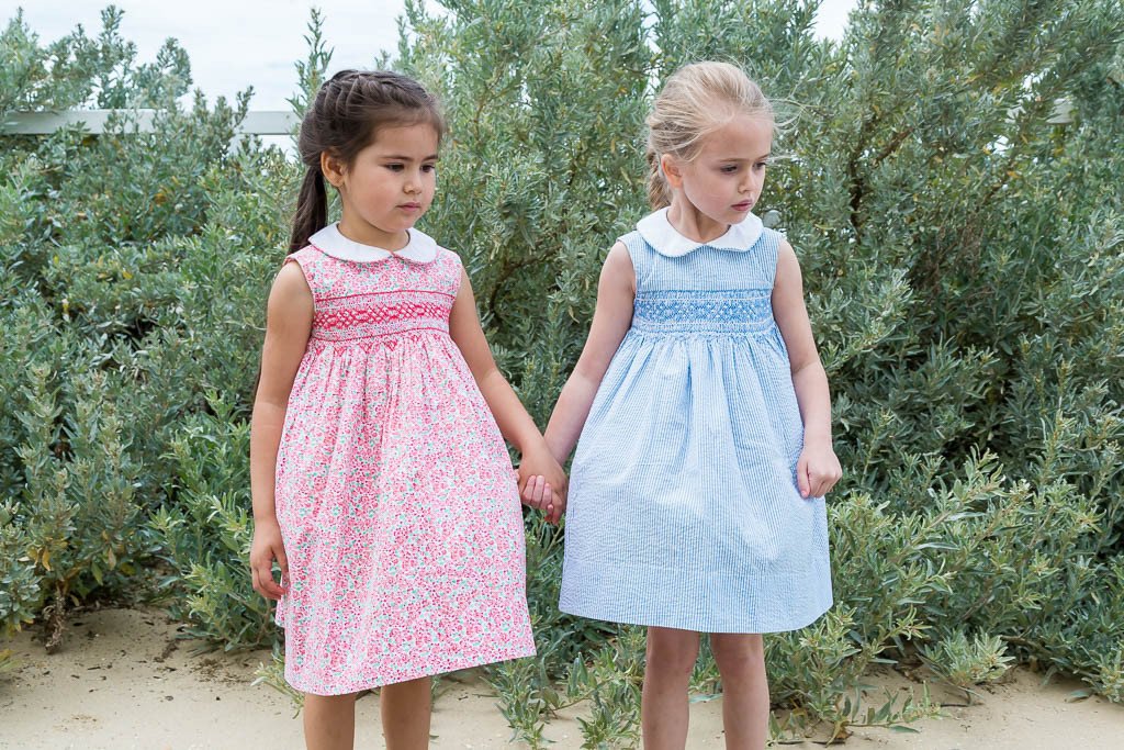 Bella Pale Blue And White Pin Stripe Smock Dress - Cou Cou Baby