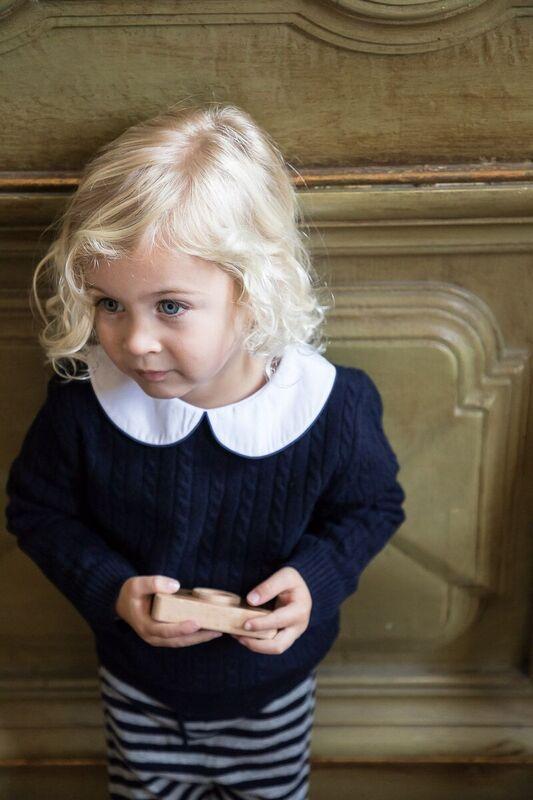 Cashmere Cable Knit Jumper In Navy - Cou Cou Baby