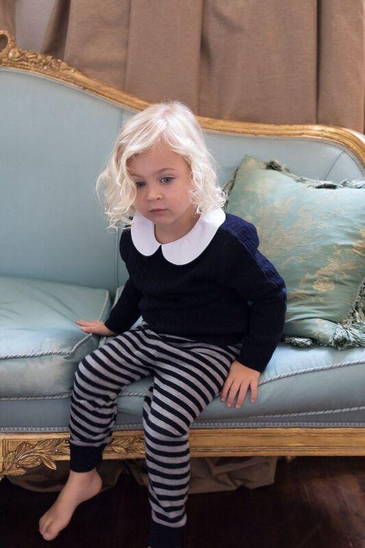 Cashmere Cable Knit Jumper In Navy - Cou Cou Baby