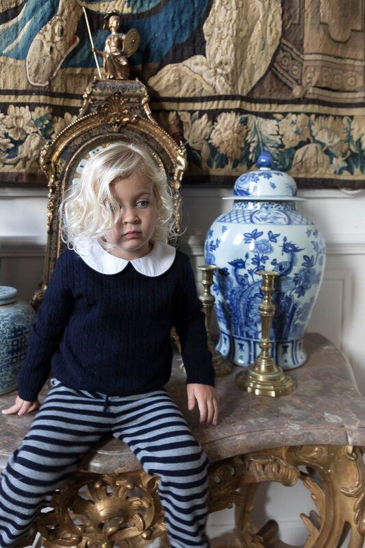 Cashmere Cable Knit Jumper In Navy - Cou Cou Baby