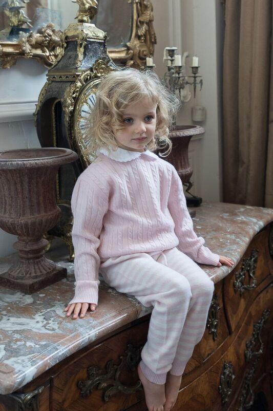 Cashmere Cable Knit Jumper In Pink - Cou Cou Baby