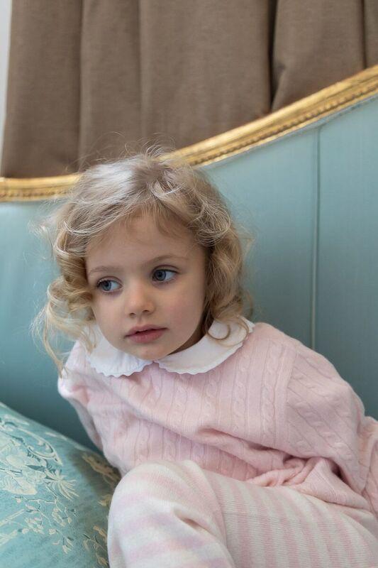 Cashmere Cable Knit Jumper In Pink - Cou Cou Baby
