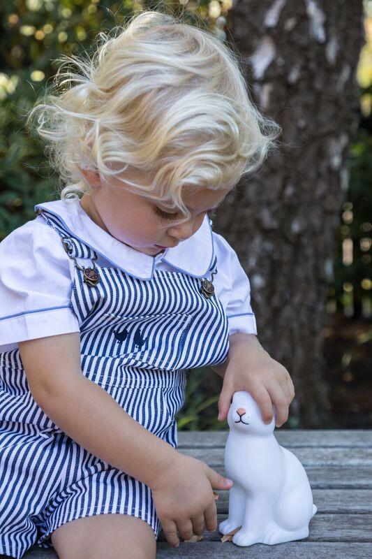 Boys White Collared Shirt With Pale Blue Trim - Cou Cou Baby