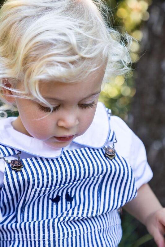 Boys White Collared Shirt With Pale Blue Trim - Cou Cou Baby