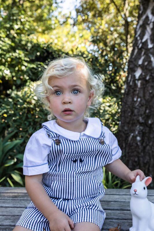 Navy And White Stripe Denim Overalls - Cou Cou Baby
