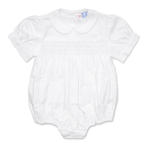 Tilly White Smocked Romper - Cou Cou Baby
