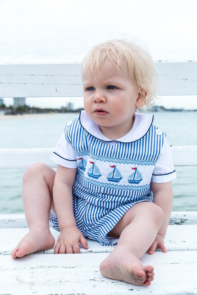 Mac Blue And White Stripe Sailboat Overalls - Cou Cou Baby