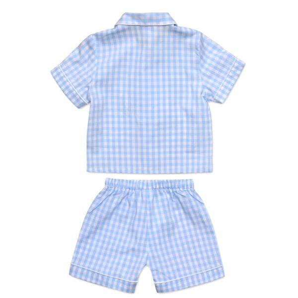 Boys Pale Blue And White Gingham Pyjamas - Cou Cou Baby