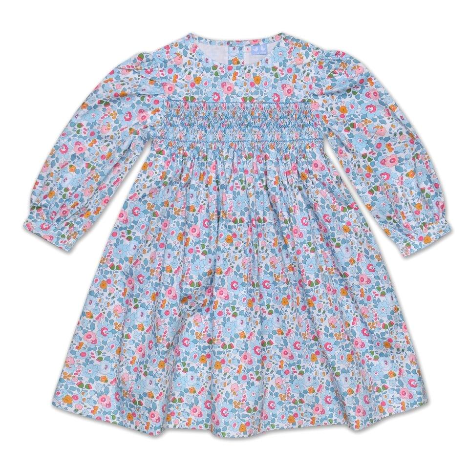 Grace Pale Blue Liberty Print Smock Dress - Cou Cou Baby