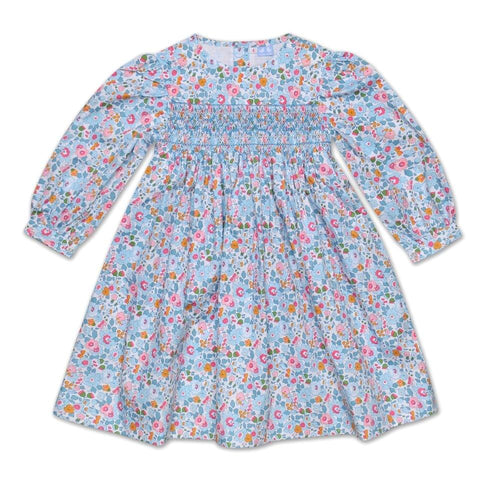 Grace Pale Blue Liberty Print Smock Dress - Cou Cou Baby