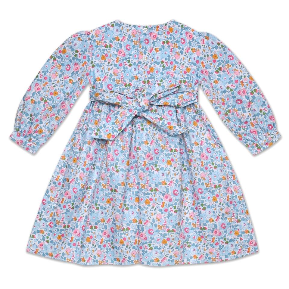 Grace Pale Blue Liberty Print Smock Dress - Cou Cou Baby