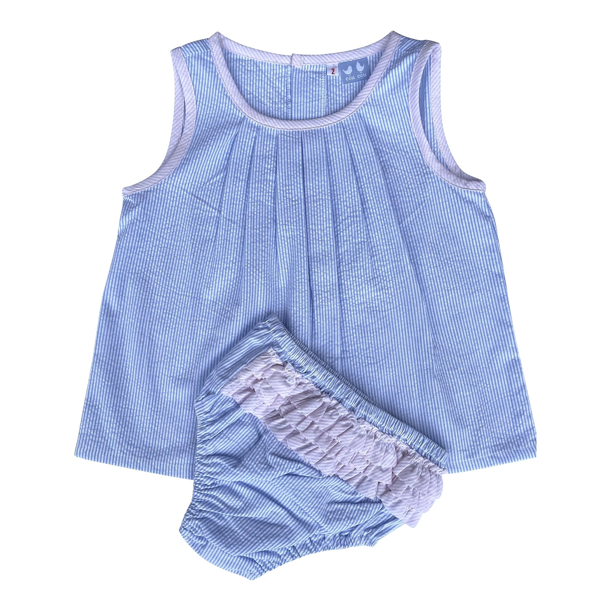 Florrie Tunic Top In Blue And White Pin Stripe - Cou Cou Baby
