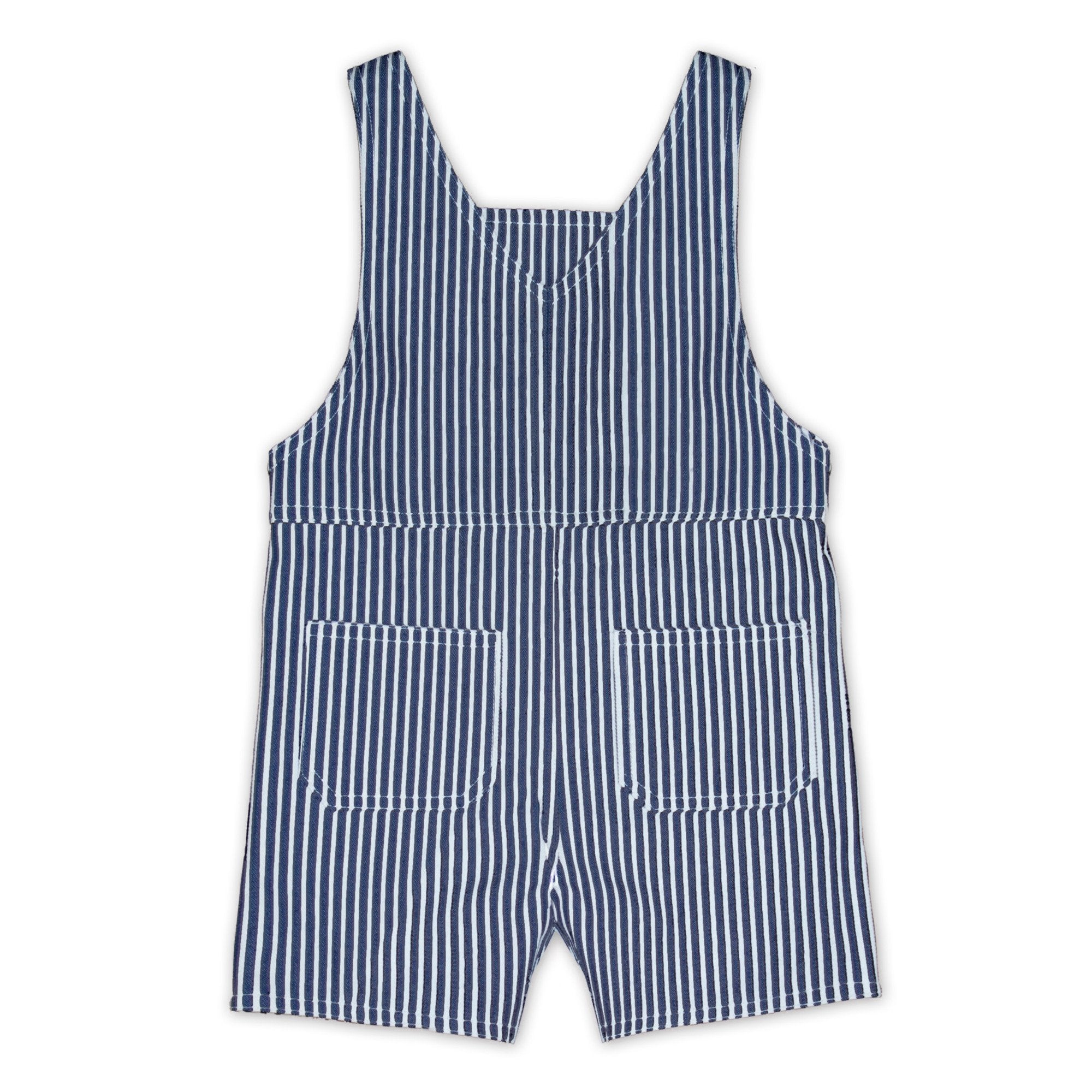 Navy And White Stripe Denim Overalls - Cou Cou Baby