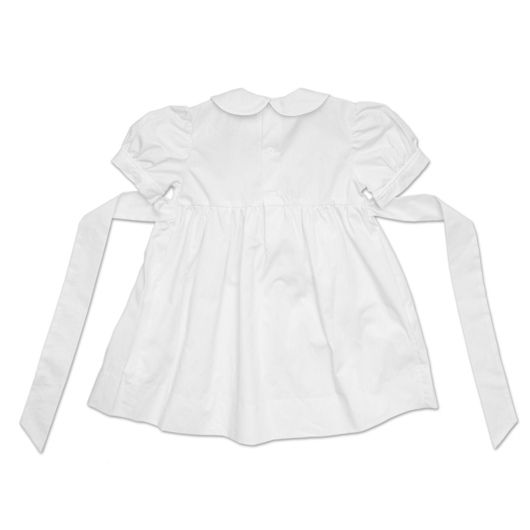 Lulu White Rose Smock Dress - Cou Cou Baby