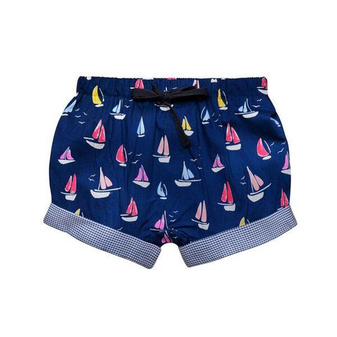 Boys Navy Yacht Print Shorts - Cou Cou Baby