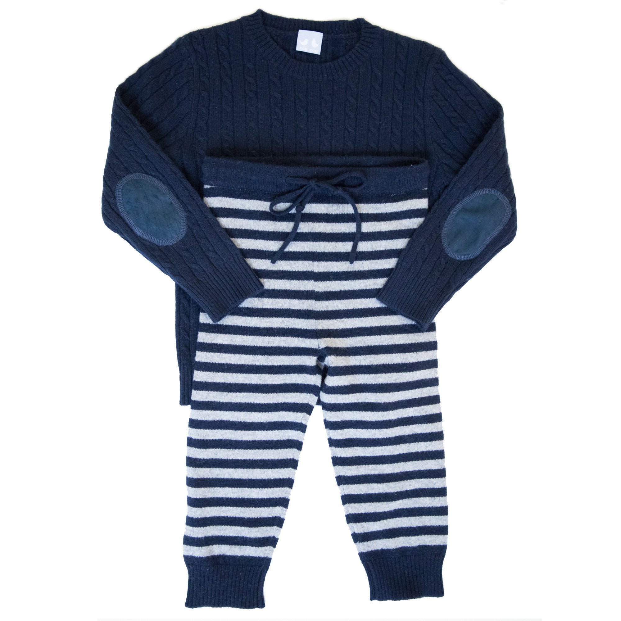 Cashmere Cable Knit Jumper In Navy - Cou Cou Baby