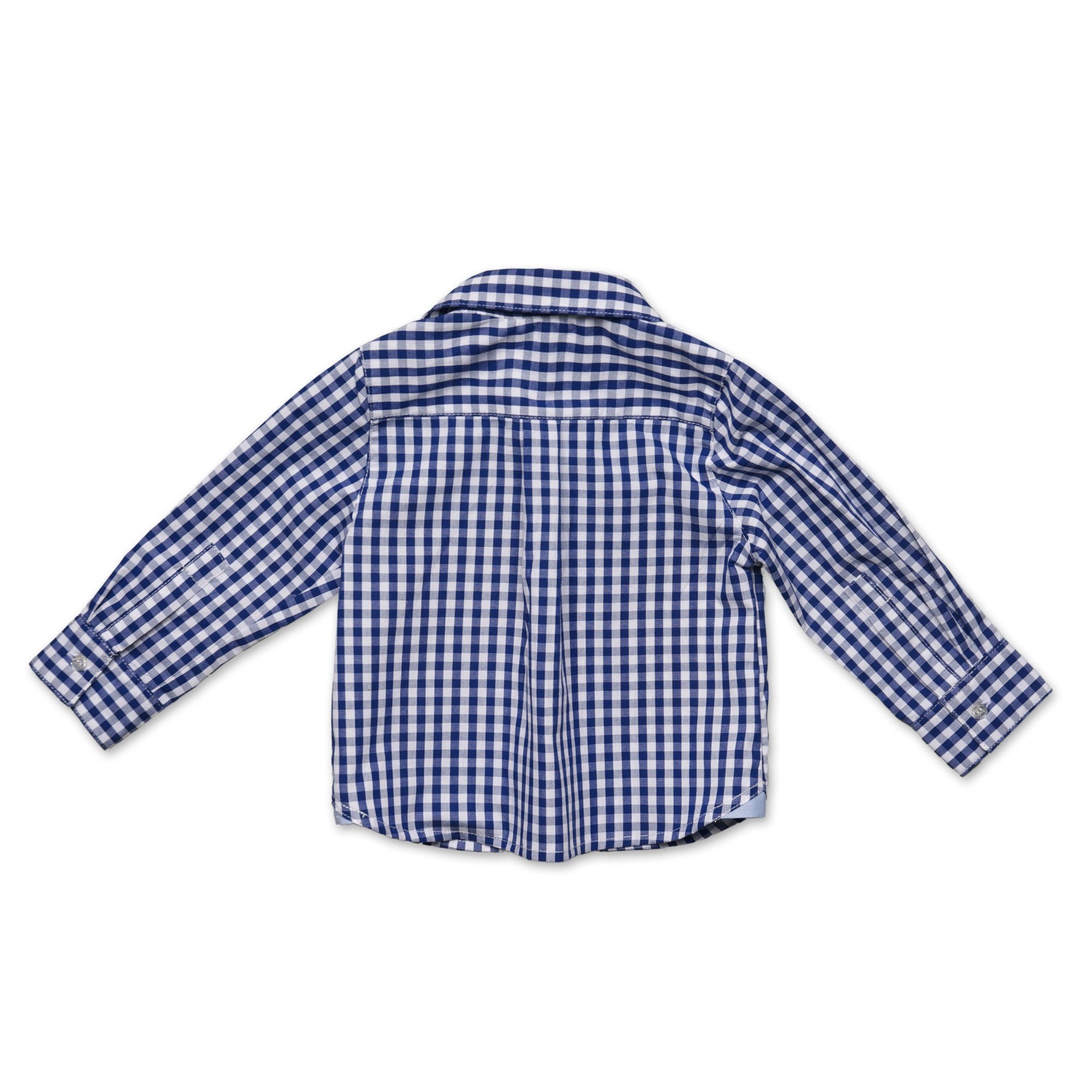 Boys Blue Gingham Shirt With Contrast Cuff - Cou Cou Baby