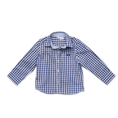Boys Blue Gingham Shirt With Contrast Cuff - Cou Cou Baby