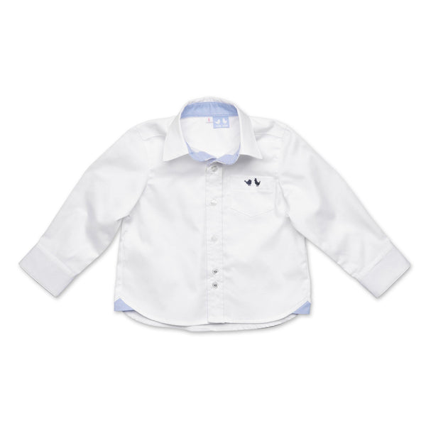 Boys White Shirt With Contrast Cuff And Collar - Cou Cou Baby