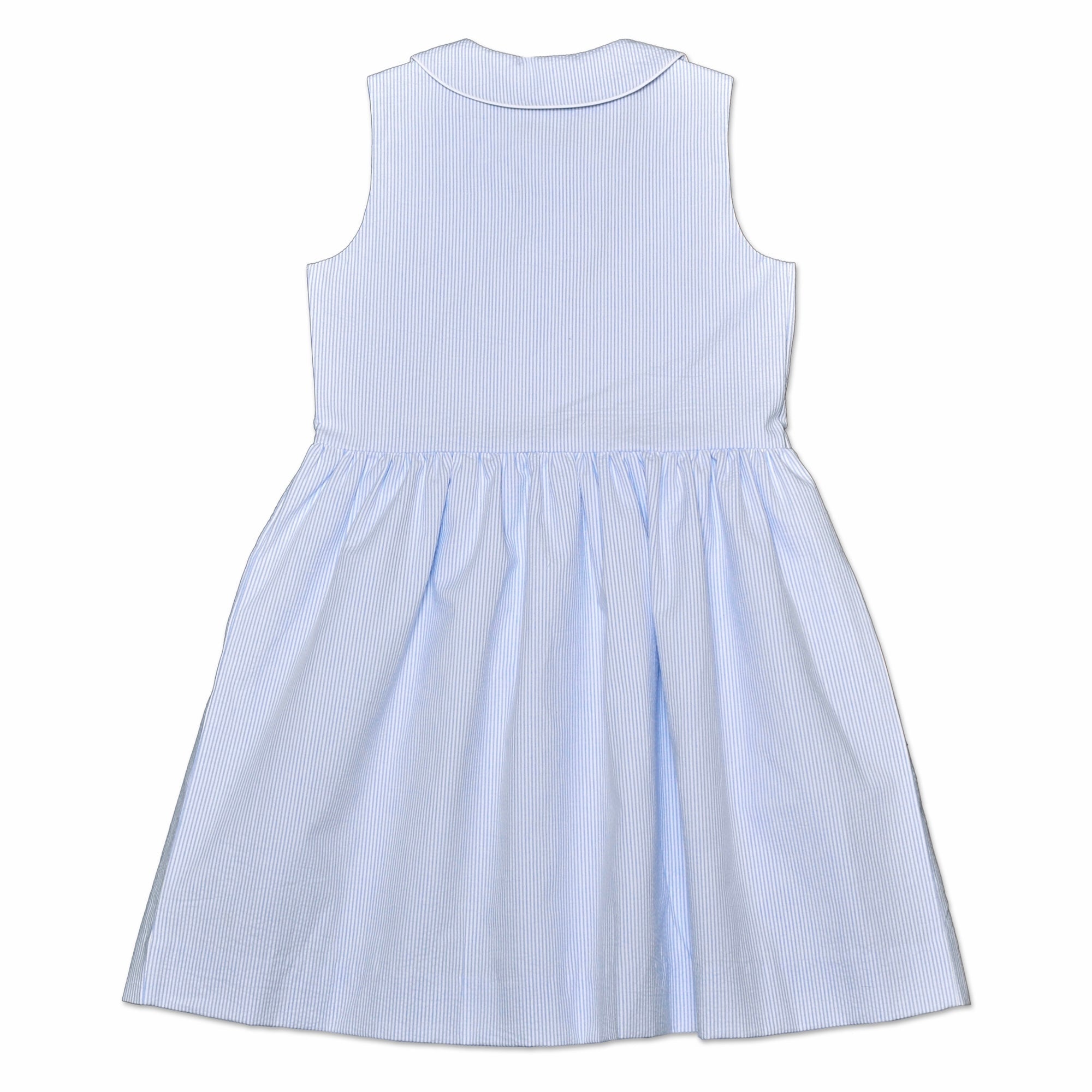 Charlotte Pale Blue And White Pin Stripe Dress - Cou Cou Baby