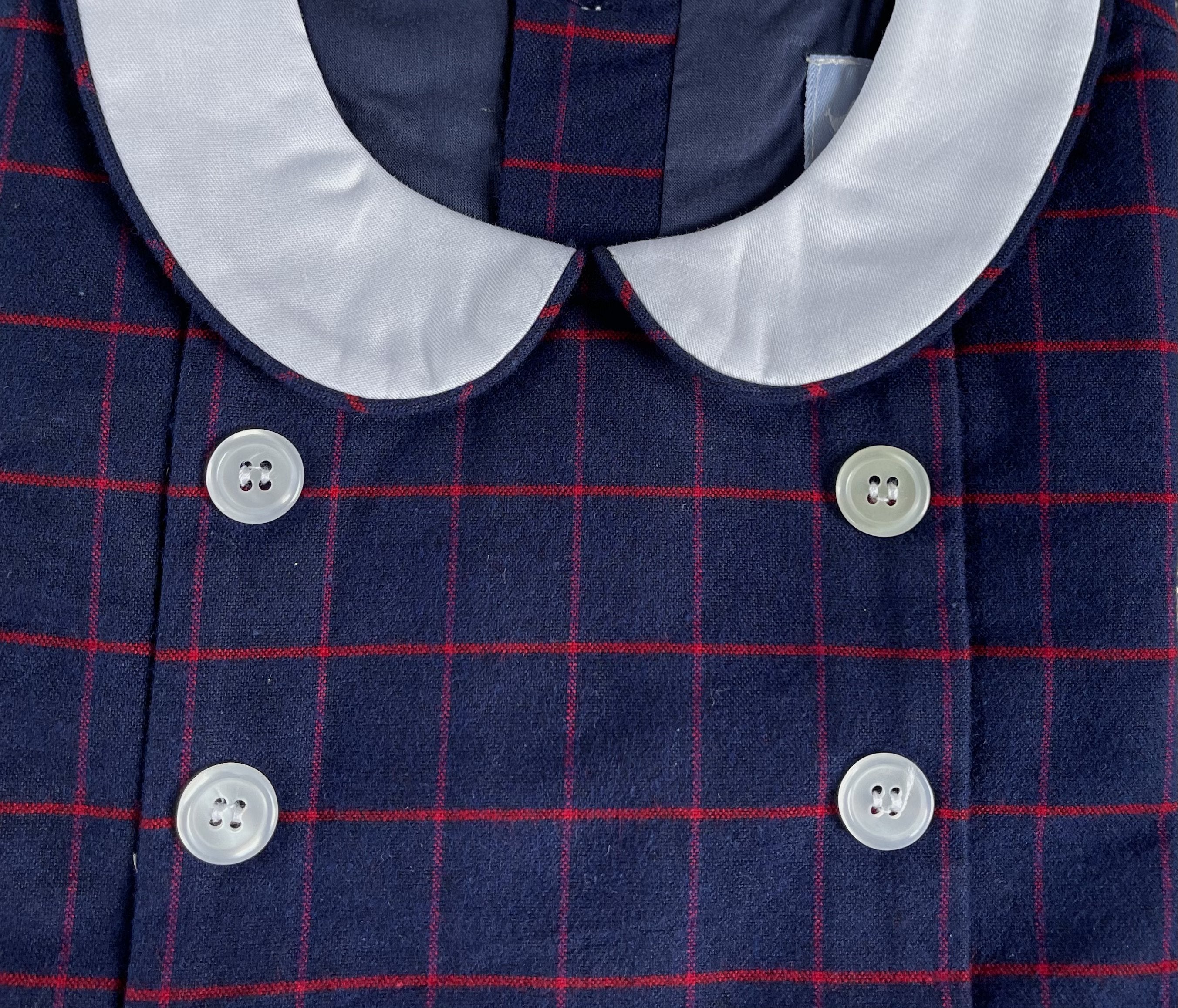 Grace Navy And Red Check Collared Dress - Cou Cou Baby