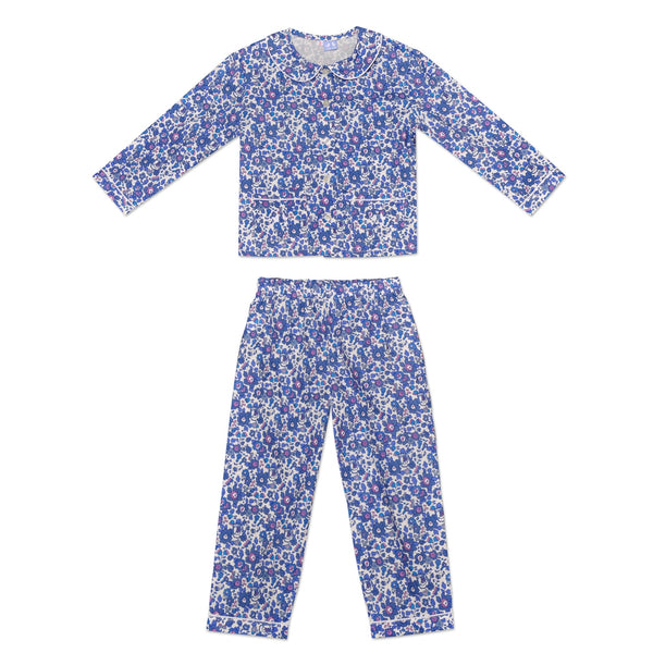 Girls Navy And Blue Liberty Print Pyjamas - Cou Cou Baby