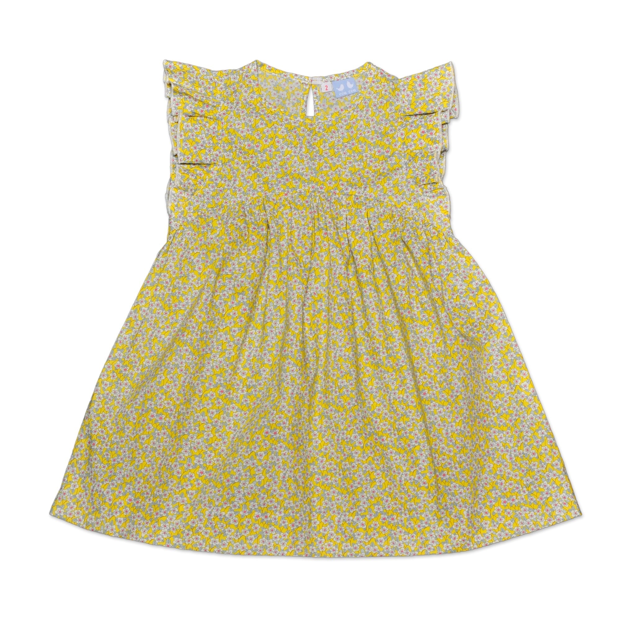 Frill Sleeve Yellow Floral Dress - Cou Cou Baby