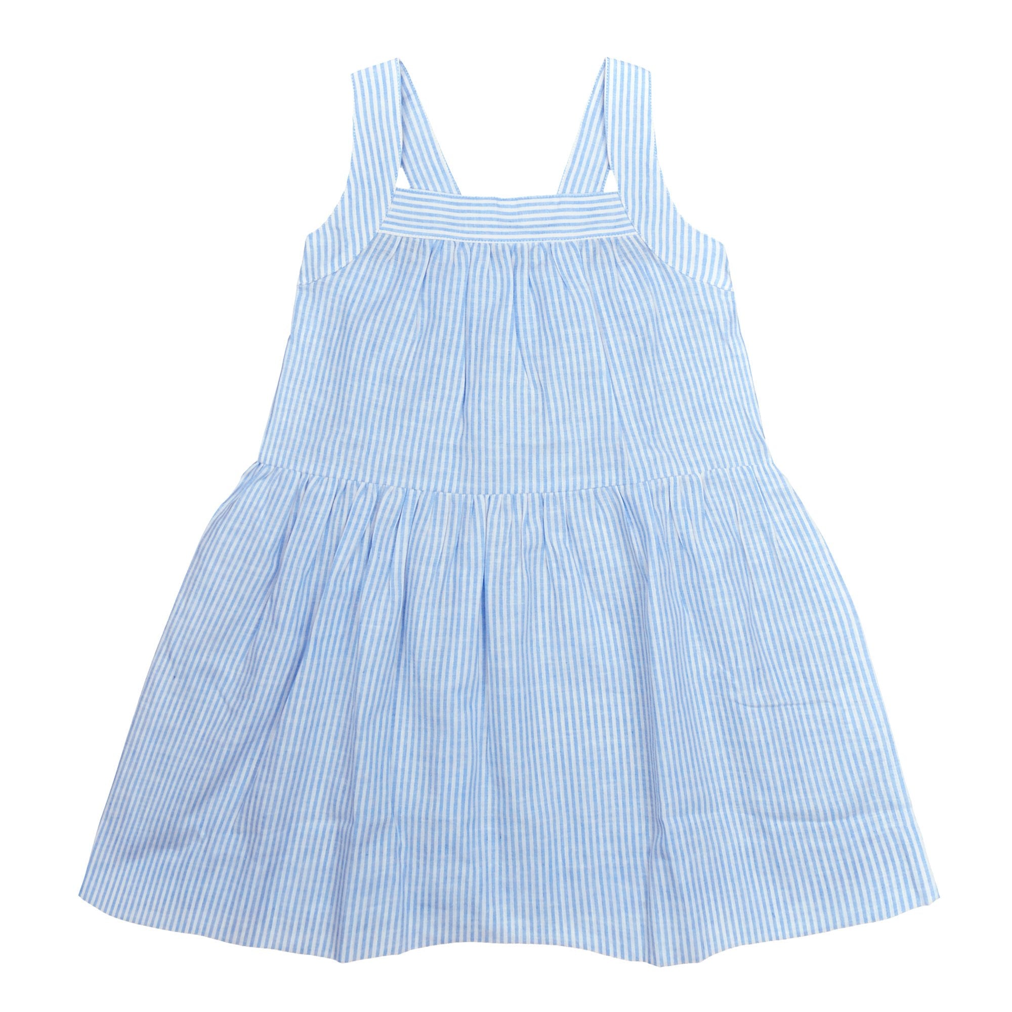 Camilla Dress In Blue And White Stripe - Cou Cou Baby