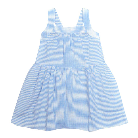 Camilla Dress In Blue And White Stripe - Cou Cou Baby