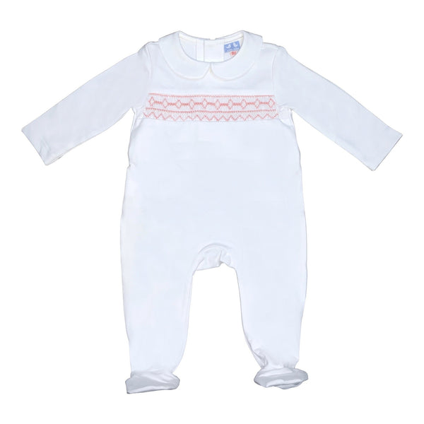 Girls Stretch Cotton Smocked Romper - Cou Cou Baby
