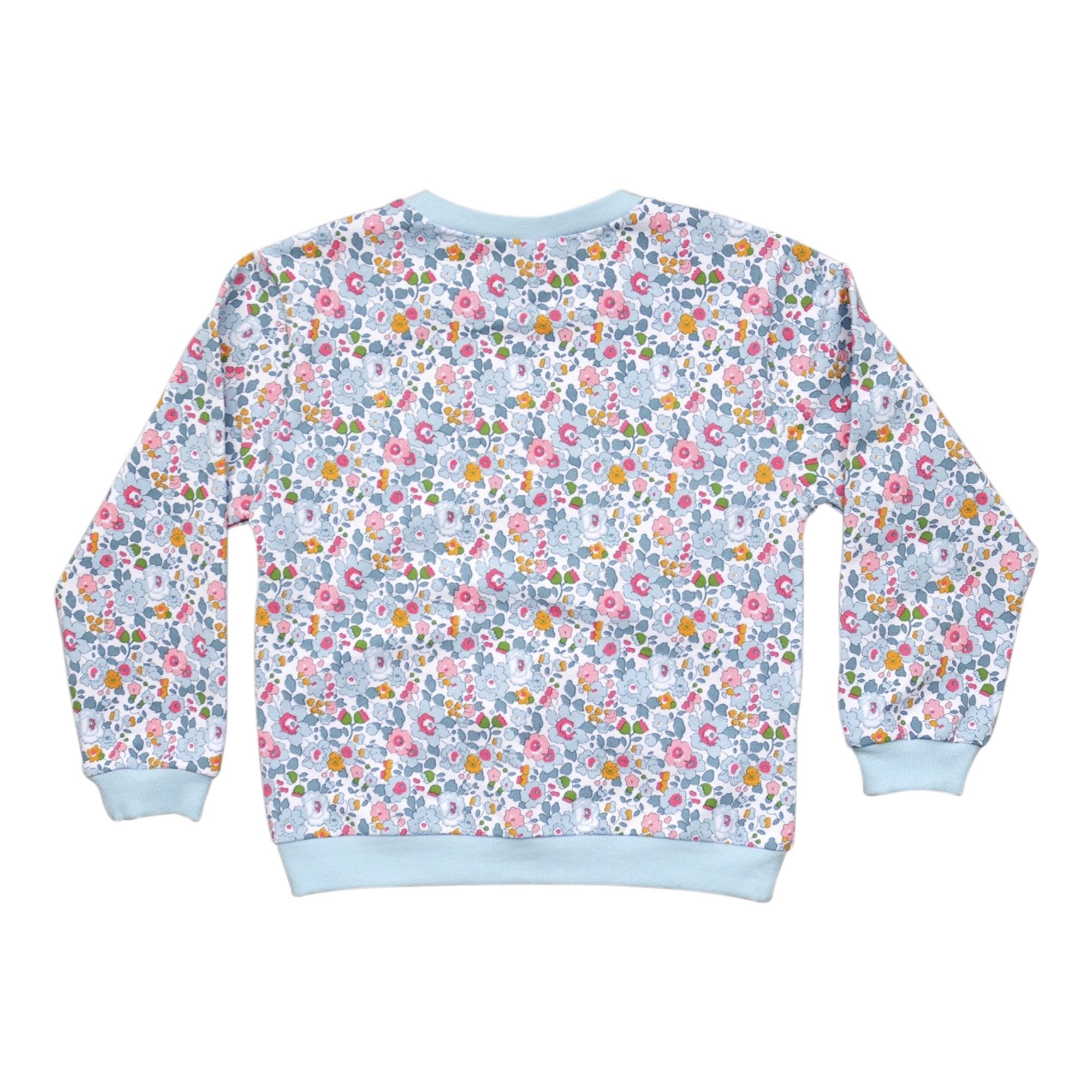 Bessie Pale Blue Liberty Print Sweater - Cou Cou Baby
