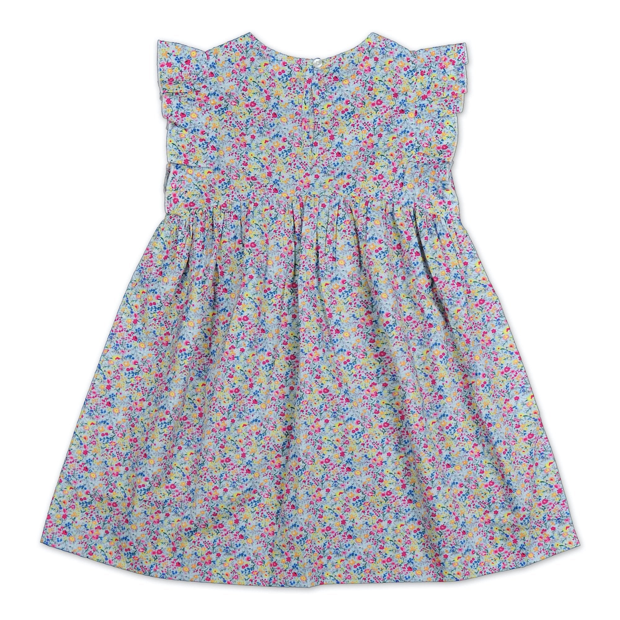Frill Sleeve Dress In Blue Floral - Cou Cou Baby