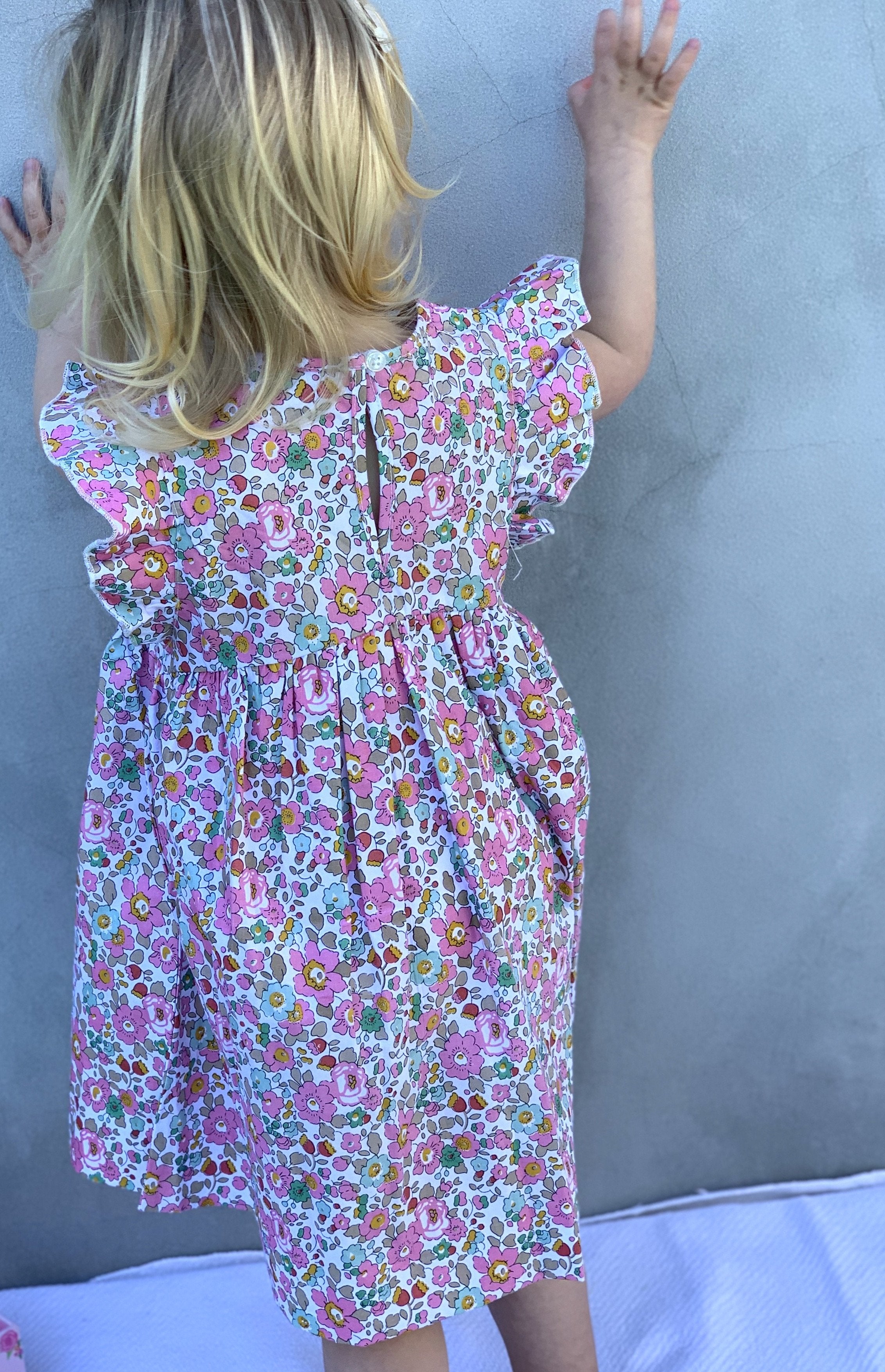 Frill Sleeve Liberty Print Dress In Pink - Cou Cou Baby